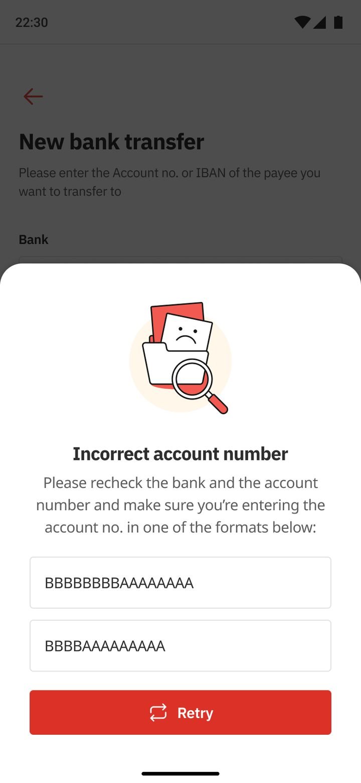 Incorrect account