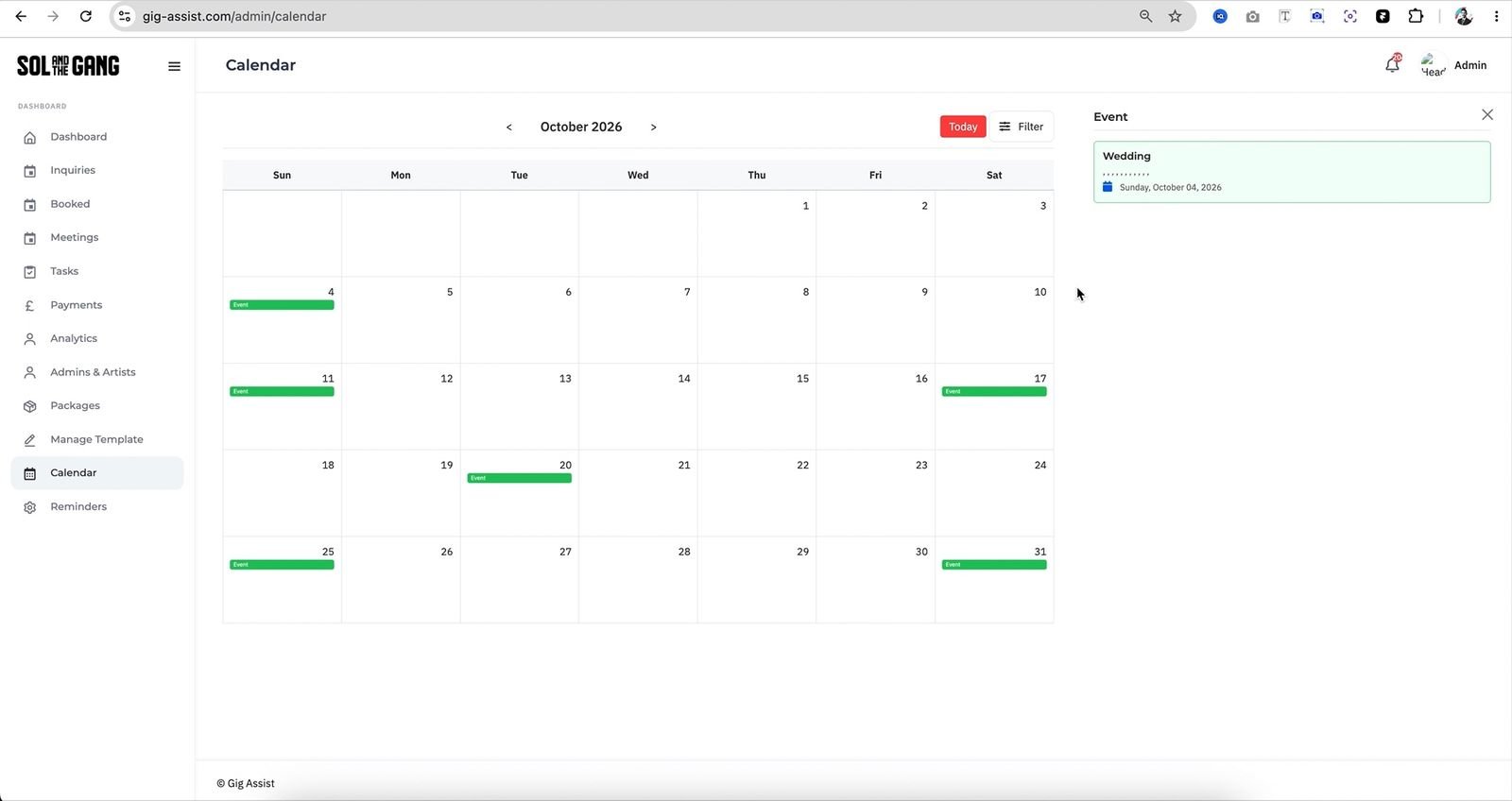 Live calendar