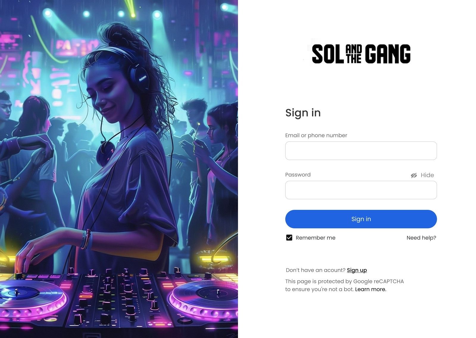 Sol & The Gang sign-in