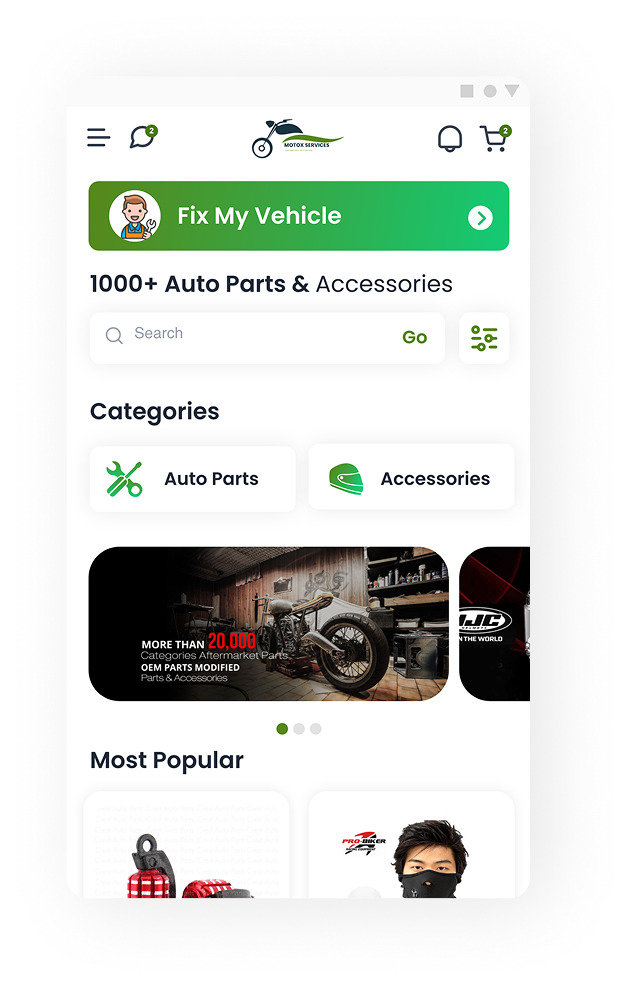 MotoX Services app screens