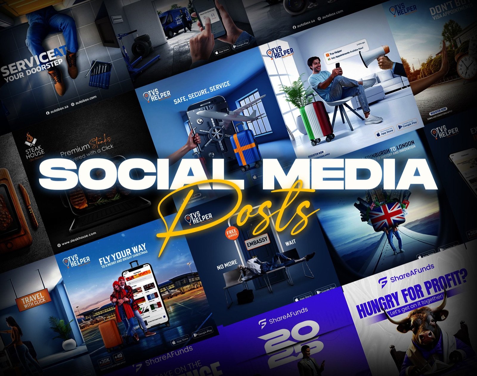 Social media posts collage